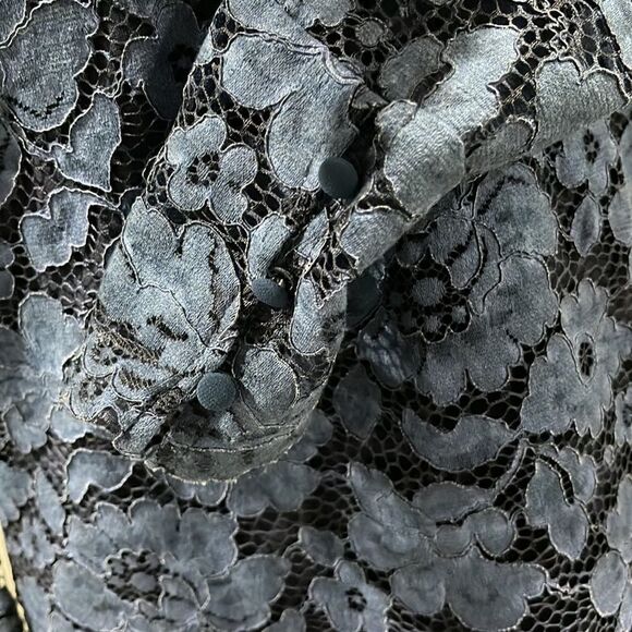 Zara Blue Lace Mini Dress with Mock Neck & Scallop Hem – Size M - Picture 12 of 15